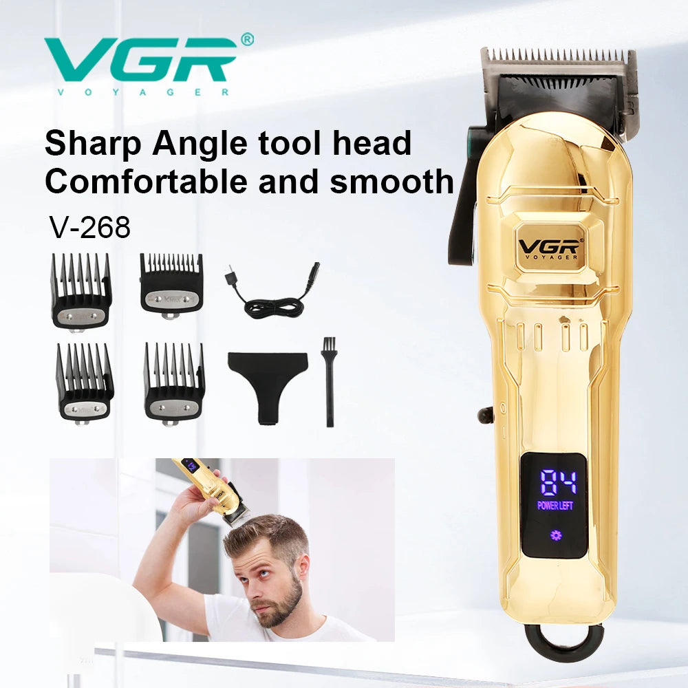 VGR 268 Hair Clipper Professional Hair Trimmer Adjustable Hair Cutting Machine Electric Barber Digital Display Clipper for Men Peaceful Pleasures Health and Wellness