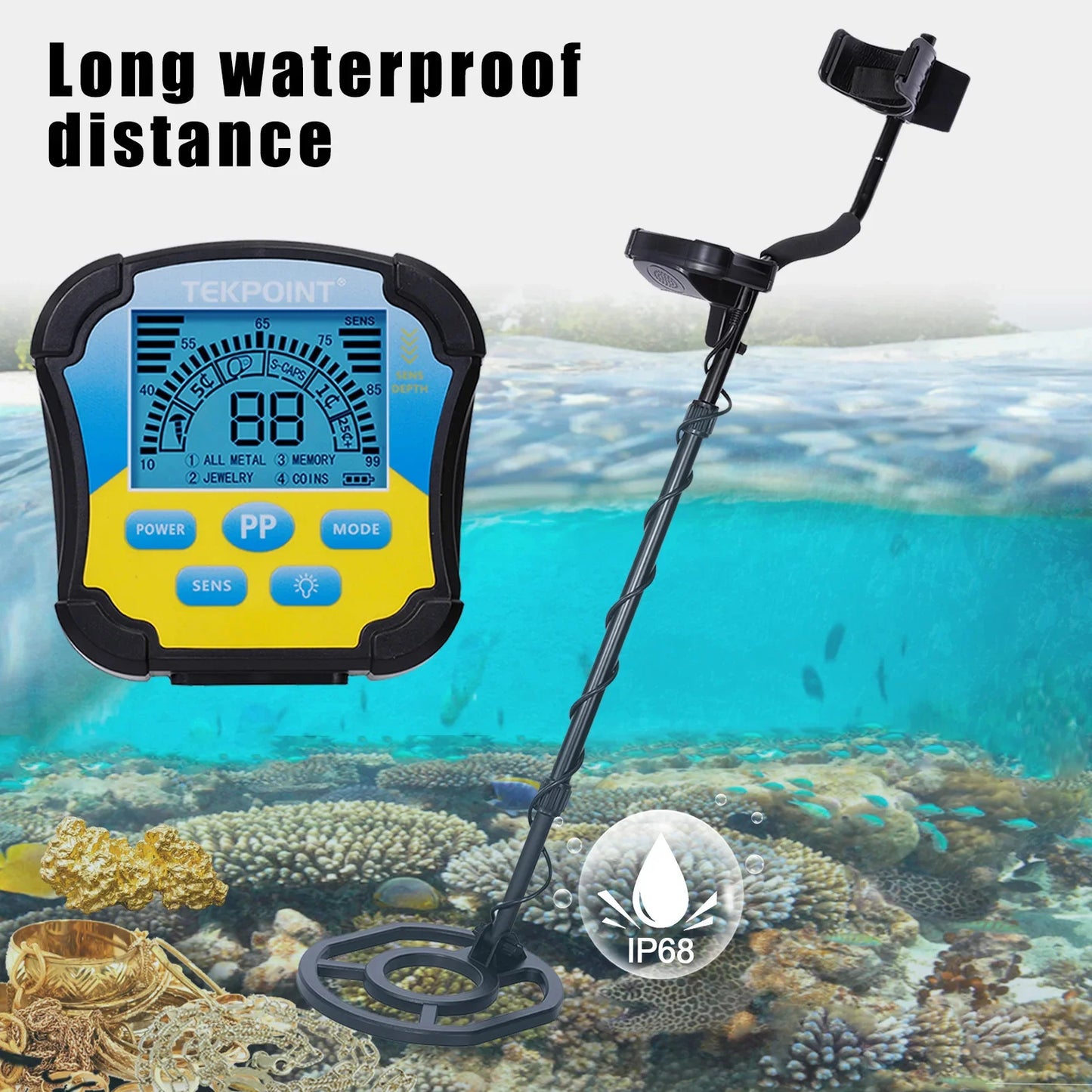 MD8030 Underground Metal Detector High Sensitivity Metal Depth Hunter Gold Digger Treasure Hunter 2.5m Waterproof Search Coil Peaceful Pleasures Health and Wellness