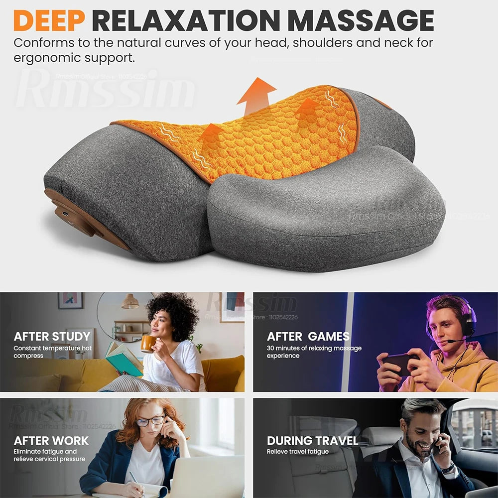Pillow Massage Neck Hump, Traction Massager with Heat, 3 in 1 Neck Massage Pillow Heated Massages Necks Pillows Heated Traction Peaceful Pleasures Health and Wellness