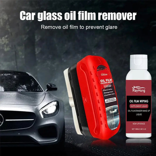 Car Glass Oil Film Remover Powerful Front Inner Windshield Oil Film Stain Removal Glass Oil Film Cleaning Brush Peaceful Pleasures Health and Wellness