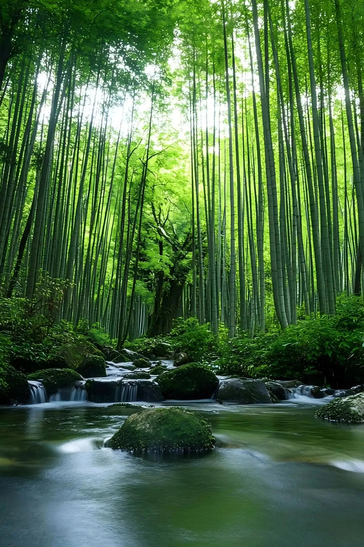 Bamboo Forest Flowers Scenery Canvas Wall Art | Home Décor