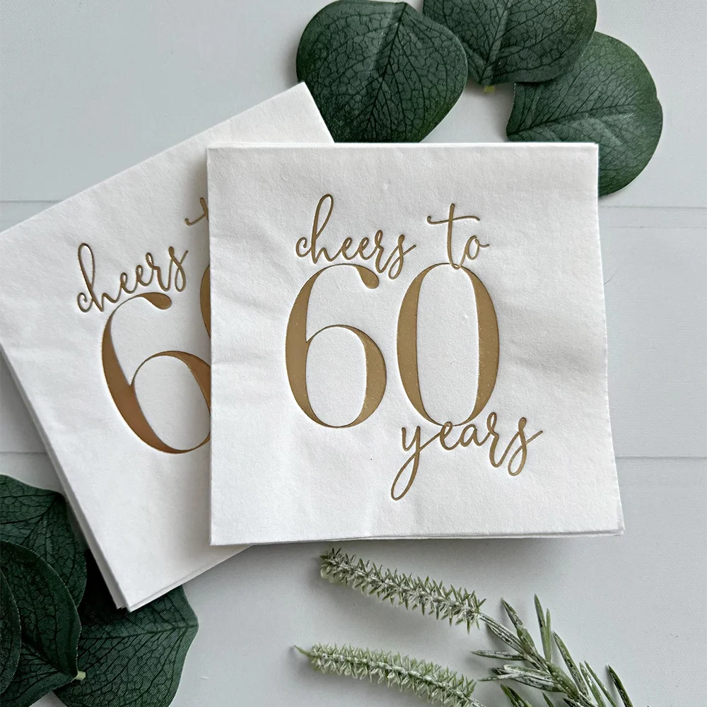 Cheers to 60 Years Paper Napkins – 60th Birthday Party Supplies