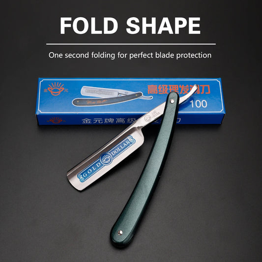 Barbershop Quality Beauty Professional Folding Straight Razor Shaving Classic Manual Barber Razors Knife Stainless Steel Men Peaceful Pleasures Health and Wellness