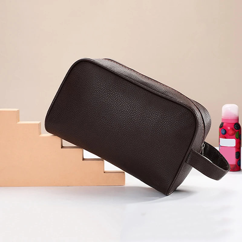 Cosmetic Bags Women Fashion Solid Color Handheld Wash Makeup Bag Ladies Portable Travel Storage Lipstick Organiser Bags Peaceful Pleasures Health and Wellness Brown