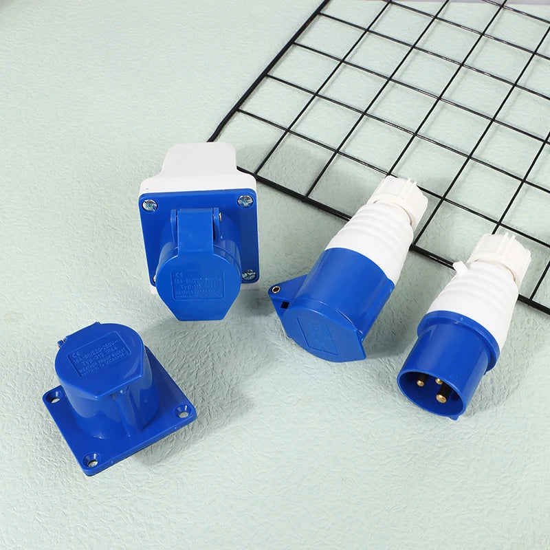 New 220V 16A 3 Pin Industrial Waterproof Plugs/Socket Male/Female Connector IP44 2P For Caravan Motorhome Trailer Truck Yacht Peaceful Pleasures Health and Wellness
