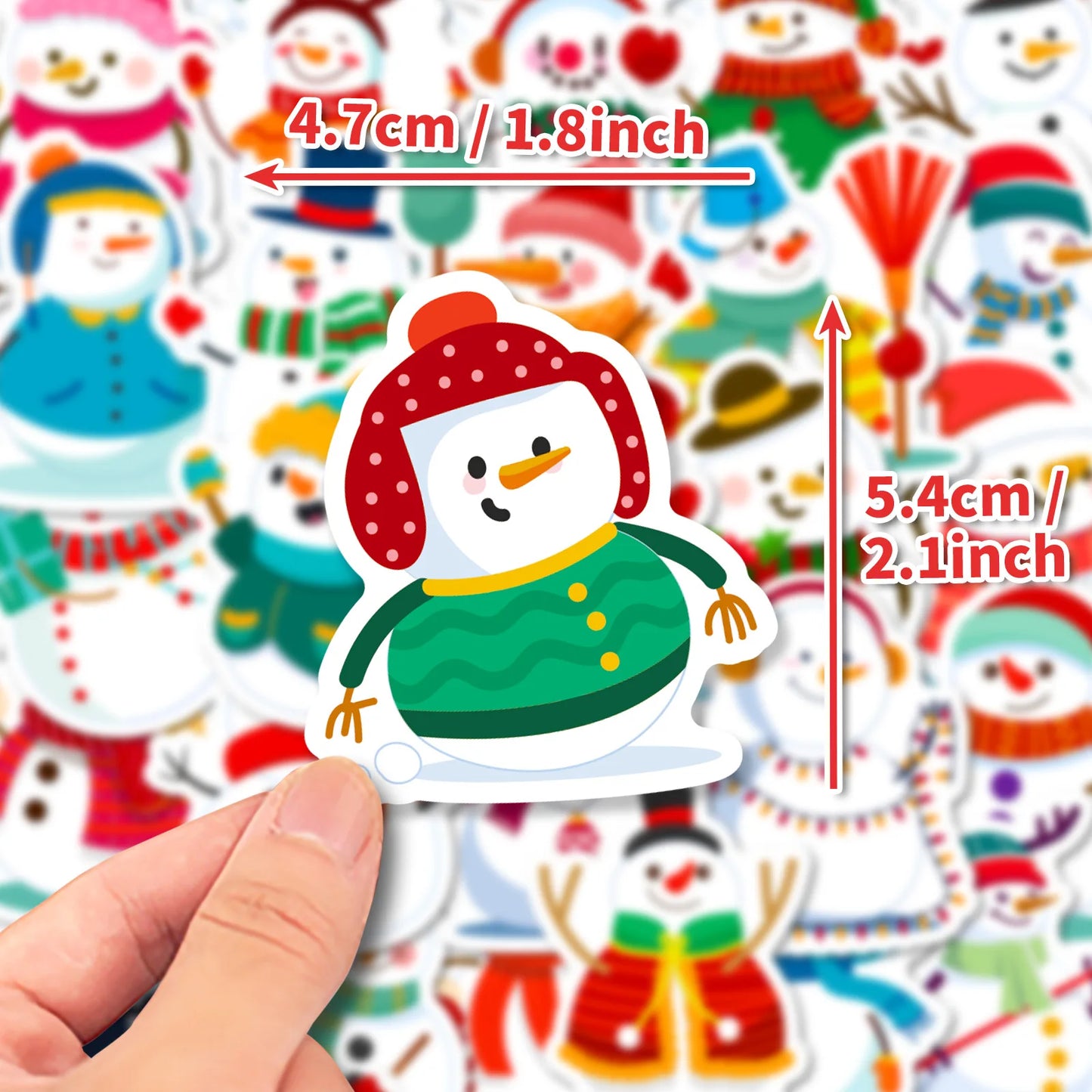 Snowman Stickers Merry Christmas Winter Theme Waterproof Vinyl Decals