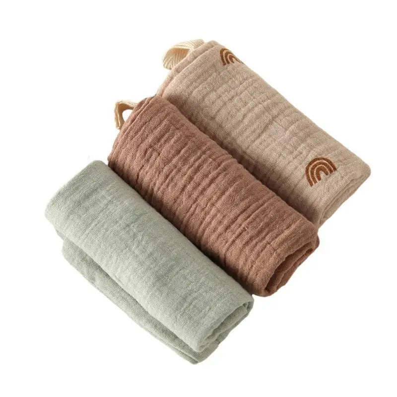 Baby Burp Cloths Set of 3 – Soft 4-Layer Cotton Square Towels