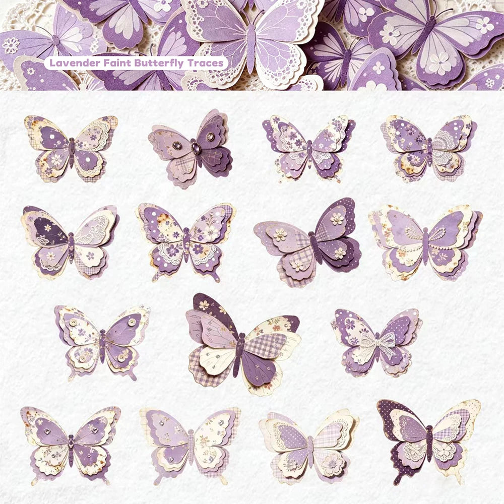 Retro Story Hard Card Adhesive Sticker Butterfly Fabric Series 15