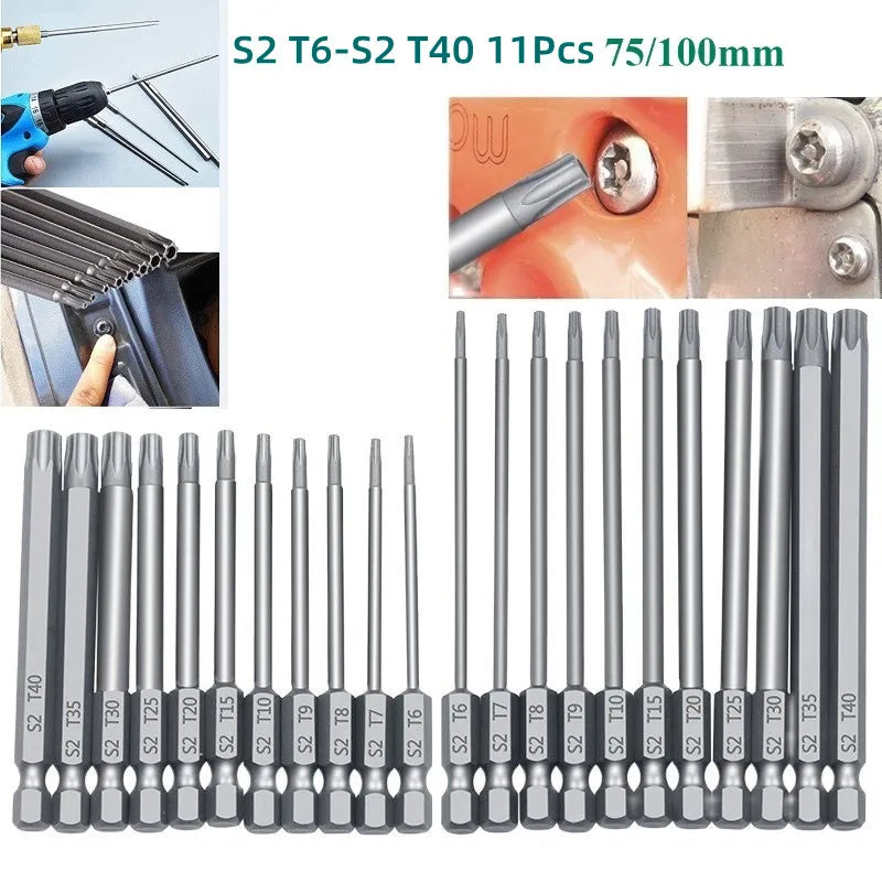 11-Pc Torx Security Bit Set T6–T40 | Magnetic 1/4" Hex Bits Peaceful Pleasures Health and Wellness