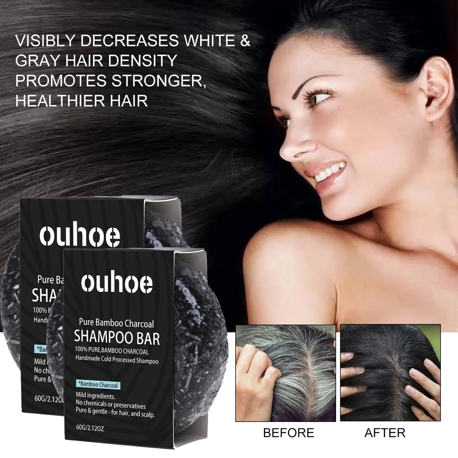 1/2/4pcs Charcoal Shampoo Soap for Oily Hair Dandruff Treatment Scalp Care Volumizing Fine Hair Solid Shampoo Bar for Men Women Peaceful Pleasures Health and Wellness