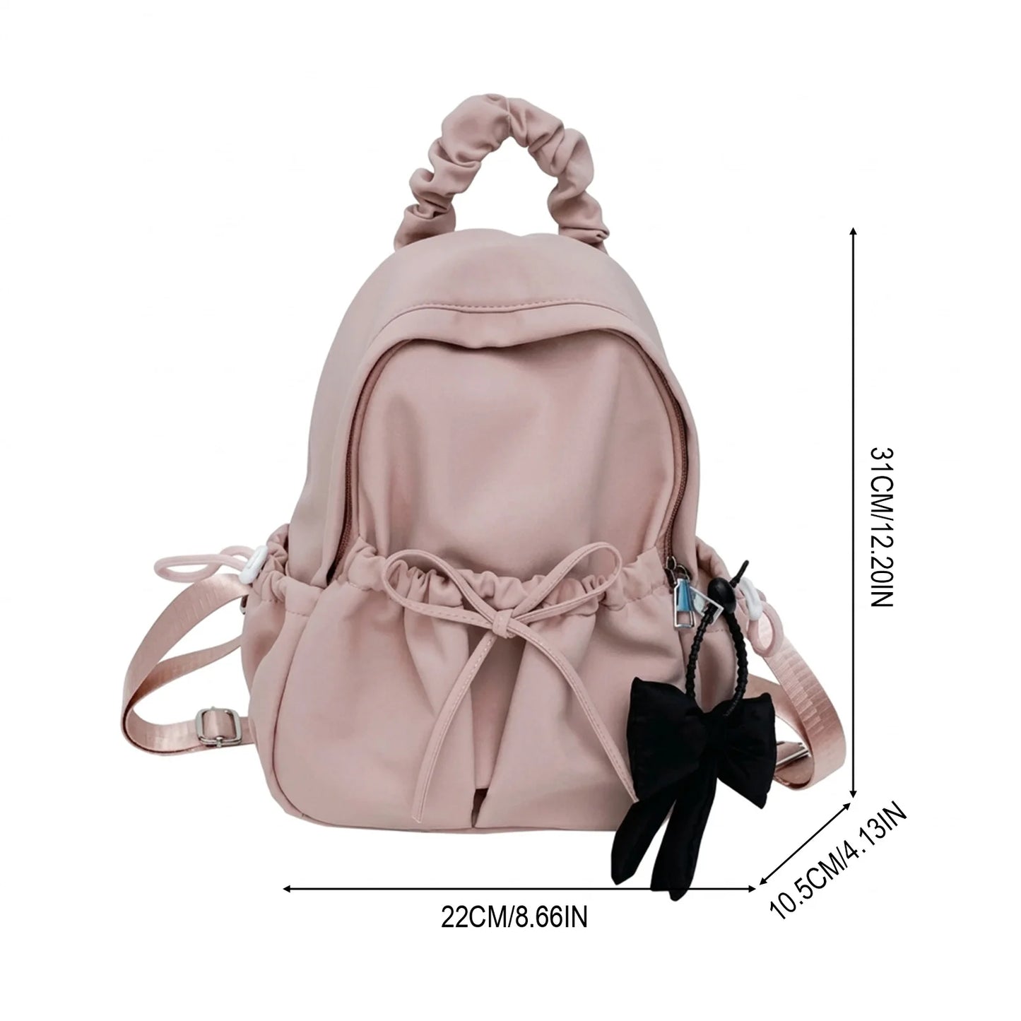 Nylon Pleated Backpack Large Capacity Waterproof Casual Daypack For Travel School Peaceful Pleasures Health and Wellness