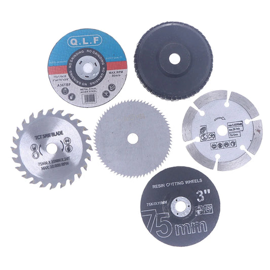 7Pcs 75mm Cutting Disc Set For Hole Angle 10mm Circular Saw Blade Sander Sanding Tool DIY Tile Wood Metal Cutting Disc Peaceful Pleasures Health and Wellness