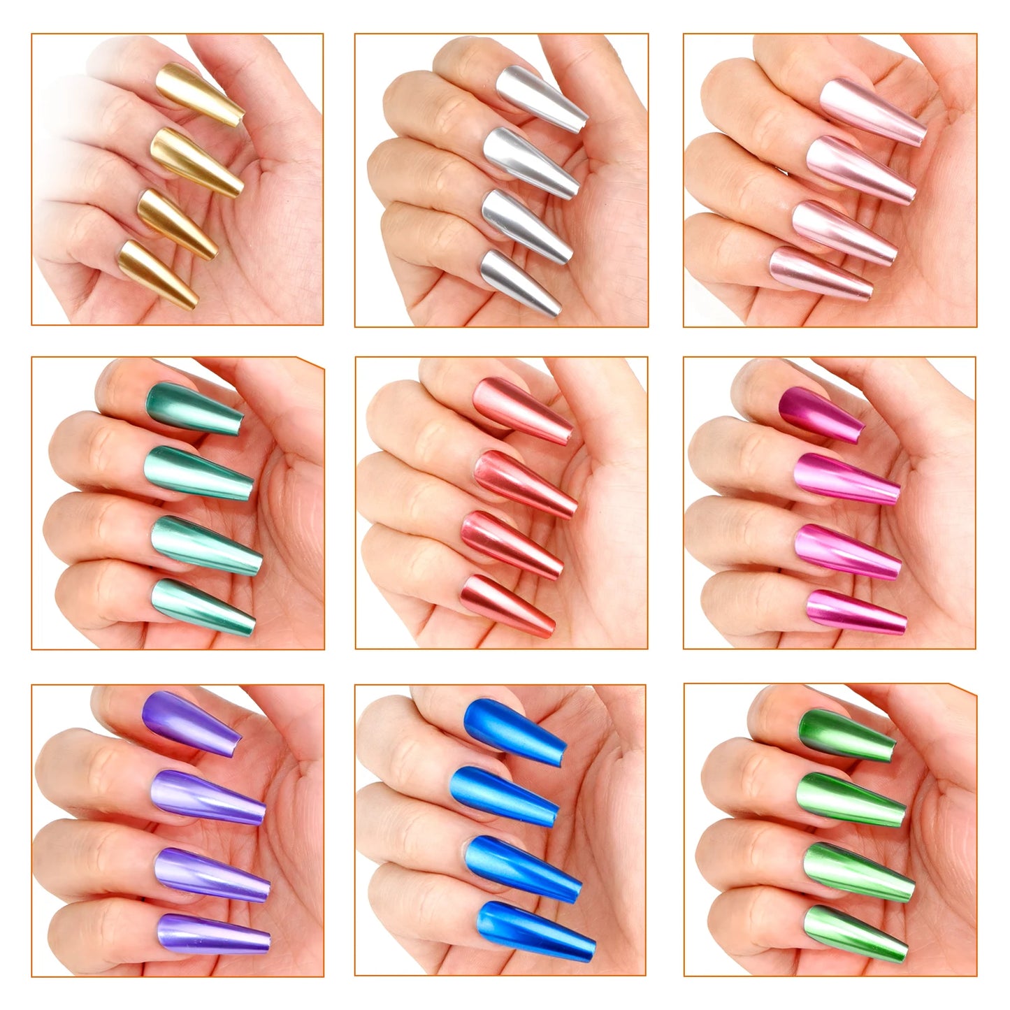 TWOING 8ml 9 Colors Metallic Mirror Nail Polish Set, Quick-Dry Chrome Nail Polish, Long-Lasting High Shine for DIY Manicure Peaceful Pleasures Health and Wellness
