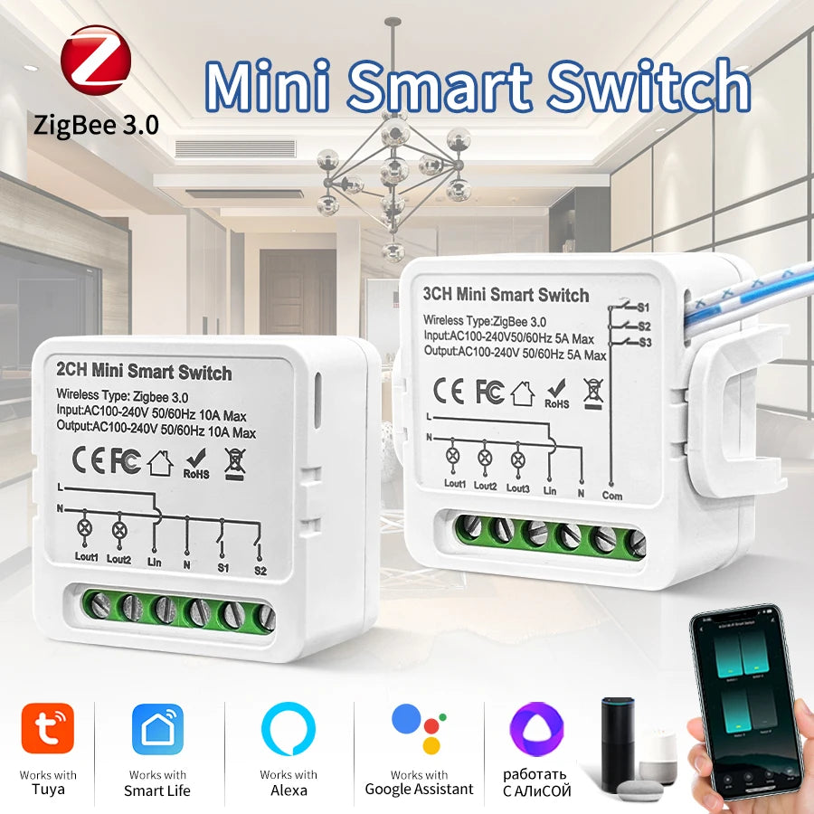 1/2/3 Gang Tuya ZigBee 3.0 Breaker Smart Switch 110V 220V Smart Home Relay Module Smart Life Voice Control For Alexa Google Home Peaceful Pleasures Health and Wellness