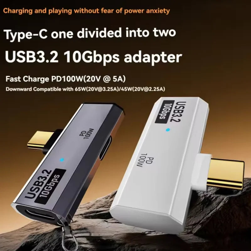 New arrive 2 in 1 Type C OTG Adapter USB C Male to USB-C Female USB 3.2 Splitter 100W PD Fast Charging for Laptop Tablet Peaceful Pleasures Health and Wellness