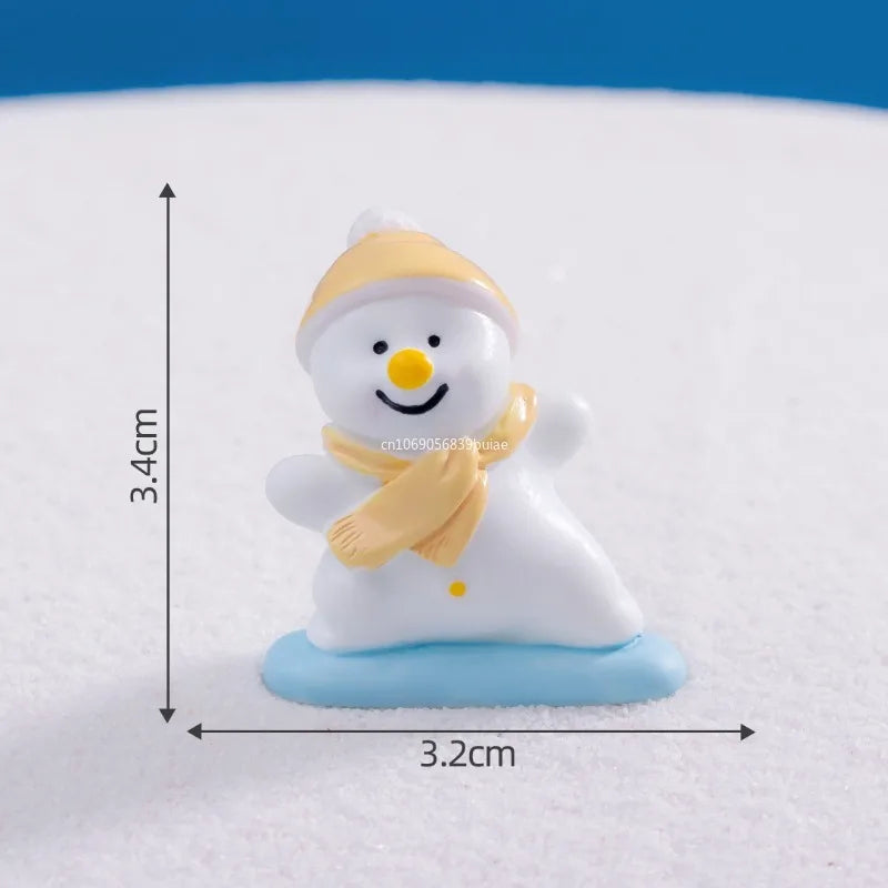 Mini Christmas Snowman Figurine Cartoon Snow Man Doll Miniature Snowman Statue Desktop Micro Landscape Accessories Home Decor Peaceful Pleasures Health and Wellness