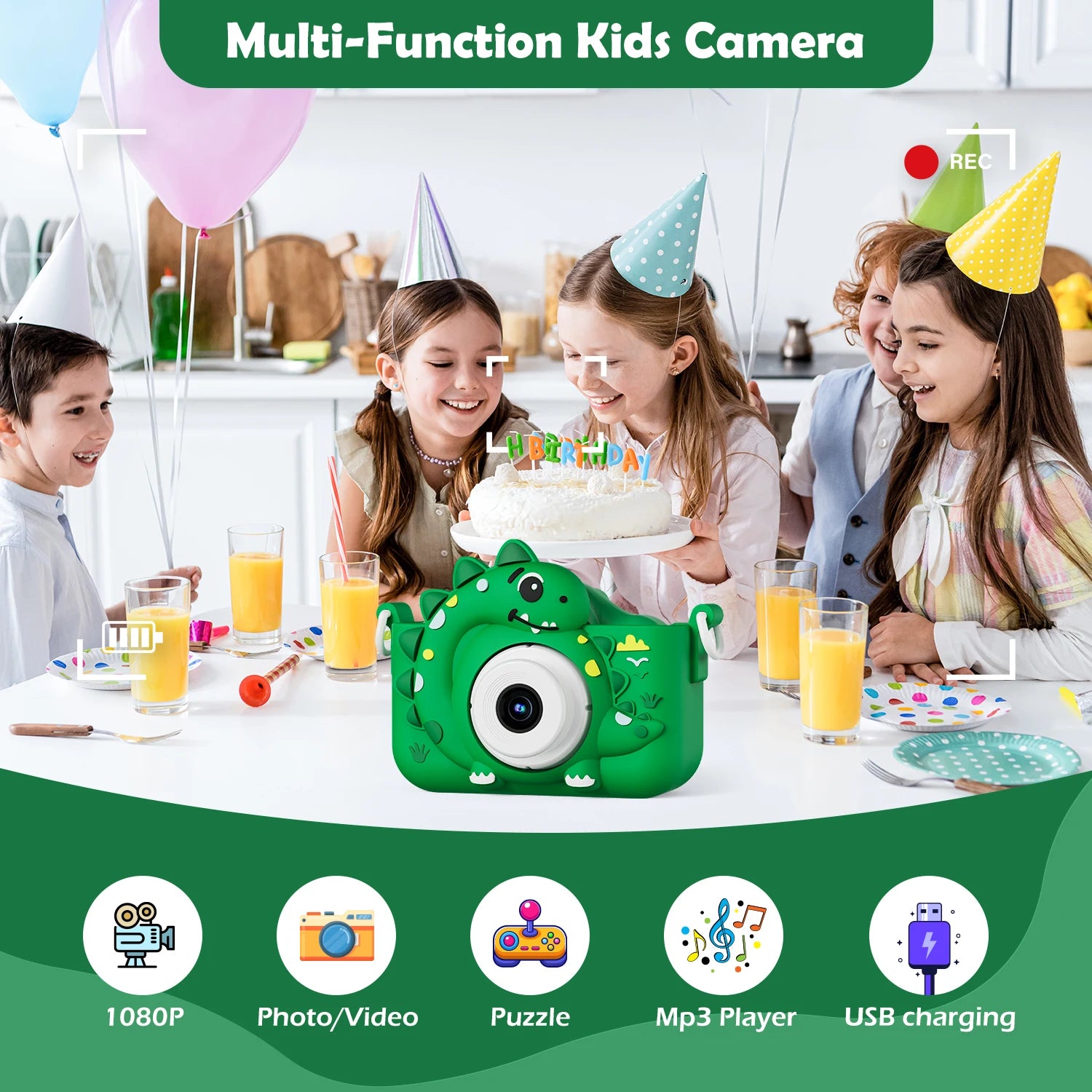 Kids Digital Camera with 32GB Card Dinosaur Mini Camera Toys 1080P HD Vlogging Photography Camera for Christmas Birthday Gifts Peaceful Pleasures Health and Wellness