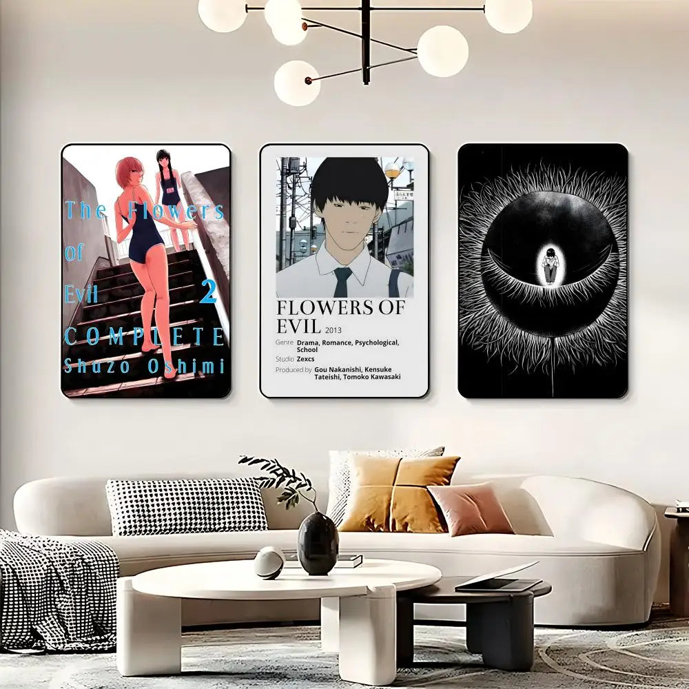 Anime T-The Flowers of Evil Poster HD Self Adhesive Waterproof Wall Art Ideal for Home Office Dorm Bedroom Great Gift Peaceful Pleasures Health and Wellness