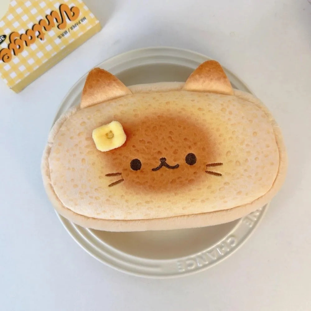 Funny Roast Bread Siamese Cat Pencil Bag Blusher Cat Large Capacity Stationery Bag Design Cute Pencil Bag Cosmetic Peaceful Pleasures Health and Wellness