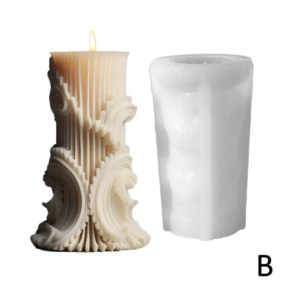 Roman Column Silicone Candle Mold – 5 European Cylinder Styles Silicone Candle Mold Peaceful Pleasures Health and Wellness B One Size