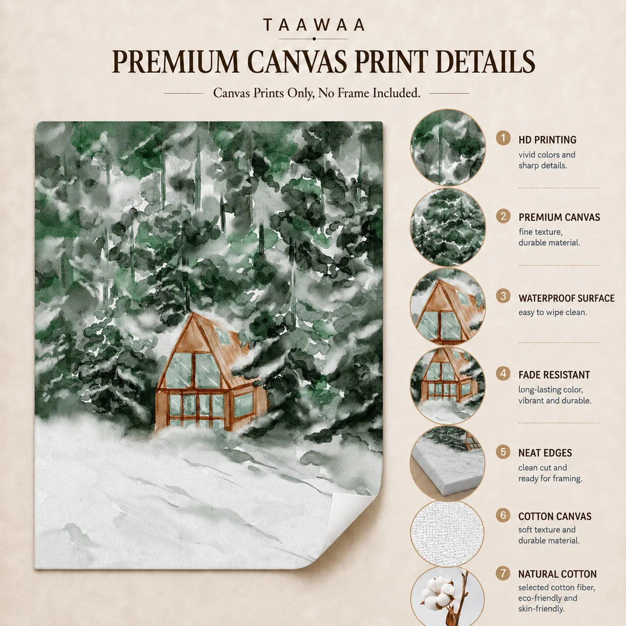 Nordic Wall Art Motivational Typography Snowy Forest Canvas Painting Nordic Style Poster Prints Bedroom Living Room Wall Decor Peaceful Pleasures Health and Wellness