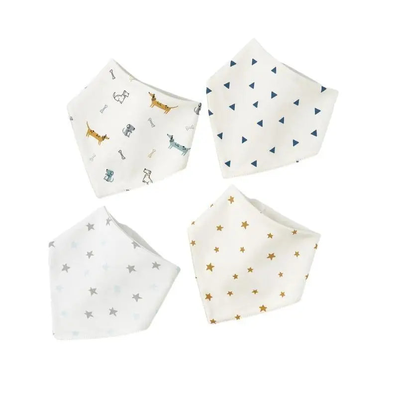 Baby Bandana Bibs 4-Pack | Waterproof Cotton Drool Bibs