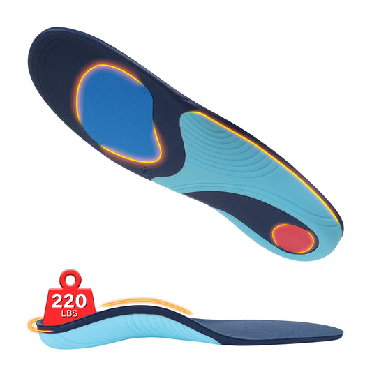 RooRuns High Arch Support Insoles Shock Absorbing for Plantar Fasciitis Pain Relief, Heel Cushion All-Day Comfort for Men Women Peaceful Pleasures Health and Wellness Blue S