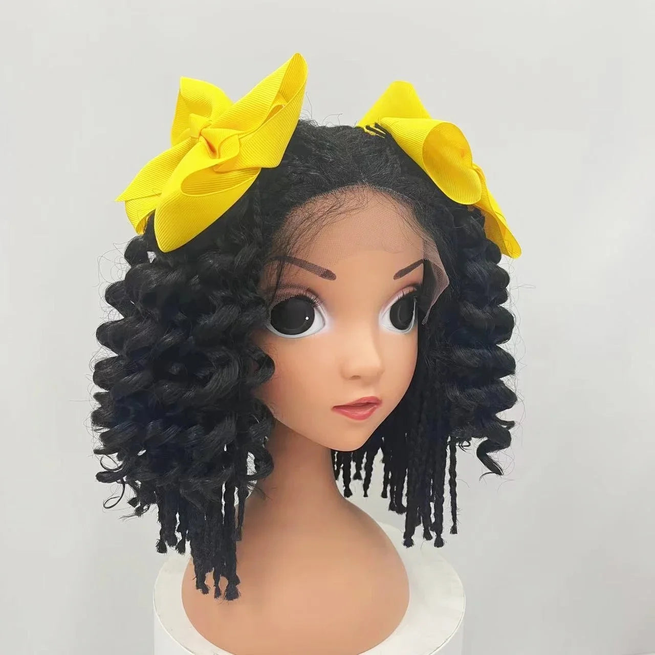 NEW 2pcs/Little Girls Ponytail Hair Extensions Kanekalon Human Hair Like Curly Wavy Private-lable Hair 10 Roots for Black Girls Peaceful Pleasures Health and Wellness yellow