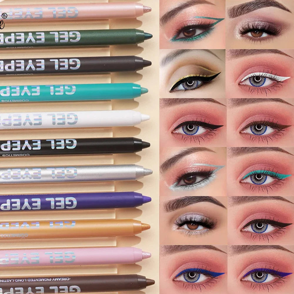 Dragon Ranee 12-Color Pearlescent Waterproof Eyeliner Pencil