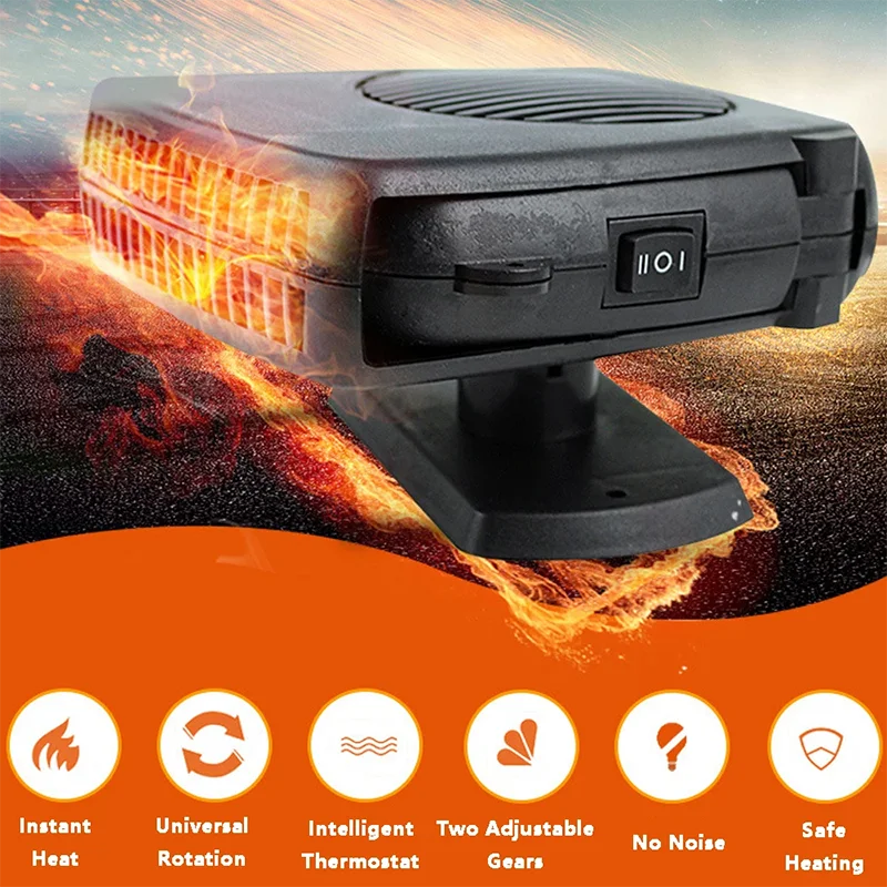 Front Window Defogger Air Conditioner Heater with Cooling Heating Fan Plastic Car Front Windshield Defrost Car Heater Peaceful Pleasures Health and Wellness