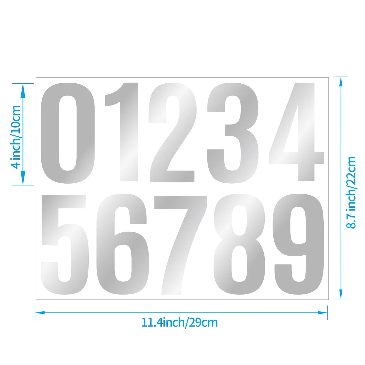 4-inch Digital Sticker Large Size Glossy Metal Silver Black Self Adhesive Reflective Digital Sticker for Mailbox Address Item ID Peaceful Pleasures Health and Wellness