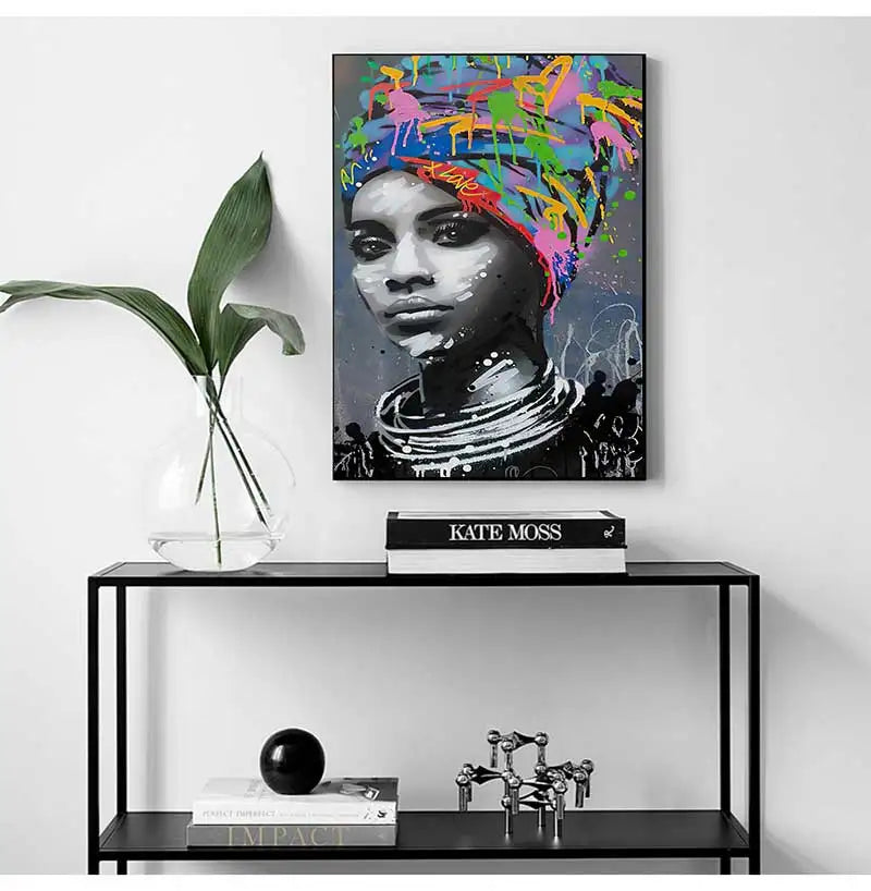 Posters And Prints Abstract African Girl Canvas Paintings On The Wall Art Pictures Decor Black Woman Graffiti Peaceful Pleasures Health and Wellness