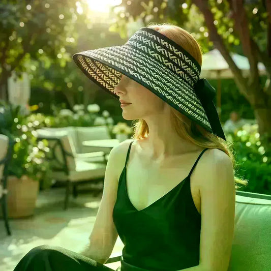 Women's Wide Brim Straw Sun Visor – Foldable Beach Hat Straw Sun Visor Hat Oasis Select