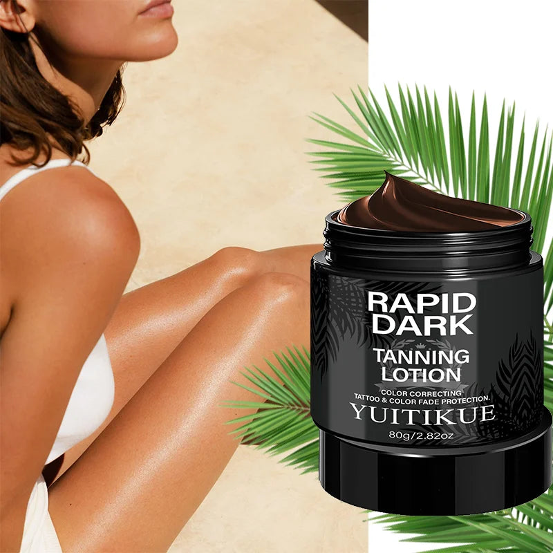 YUITIKUE Rapid Dark Tanning Lotion 80g Tattoo Protection Color Correcting Formula for Deep, Long-Lasting Bronze Glow Peaceful Pleasures Health and Wellness