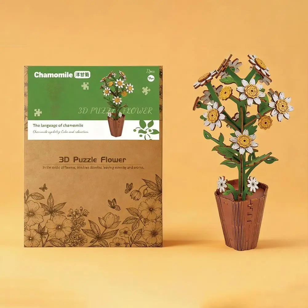 3D Wooden Flower Puzzle Kit for DIY Home Decoration Peaceful Pleasures Health and Wellness
