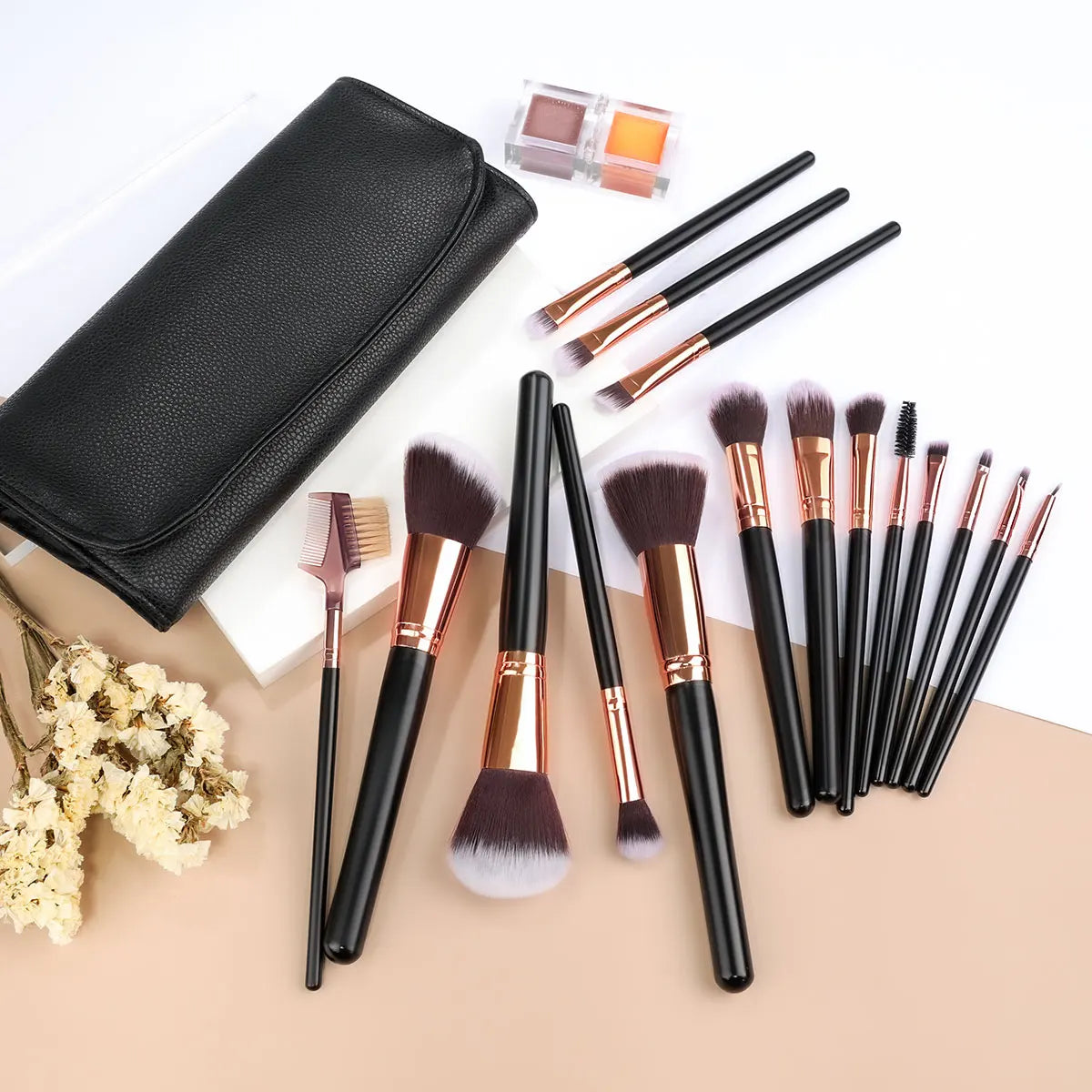RUNTOIN 16-Piece Makeup Brush Set – Soft Synthetic Brushes