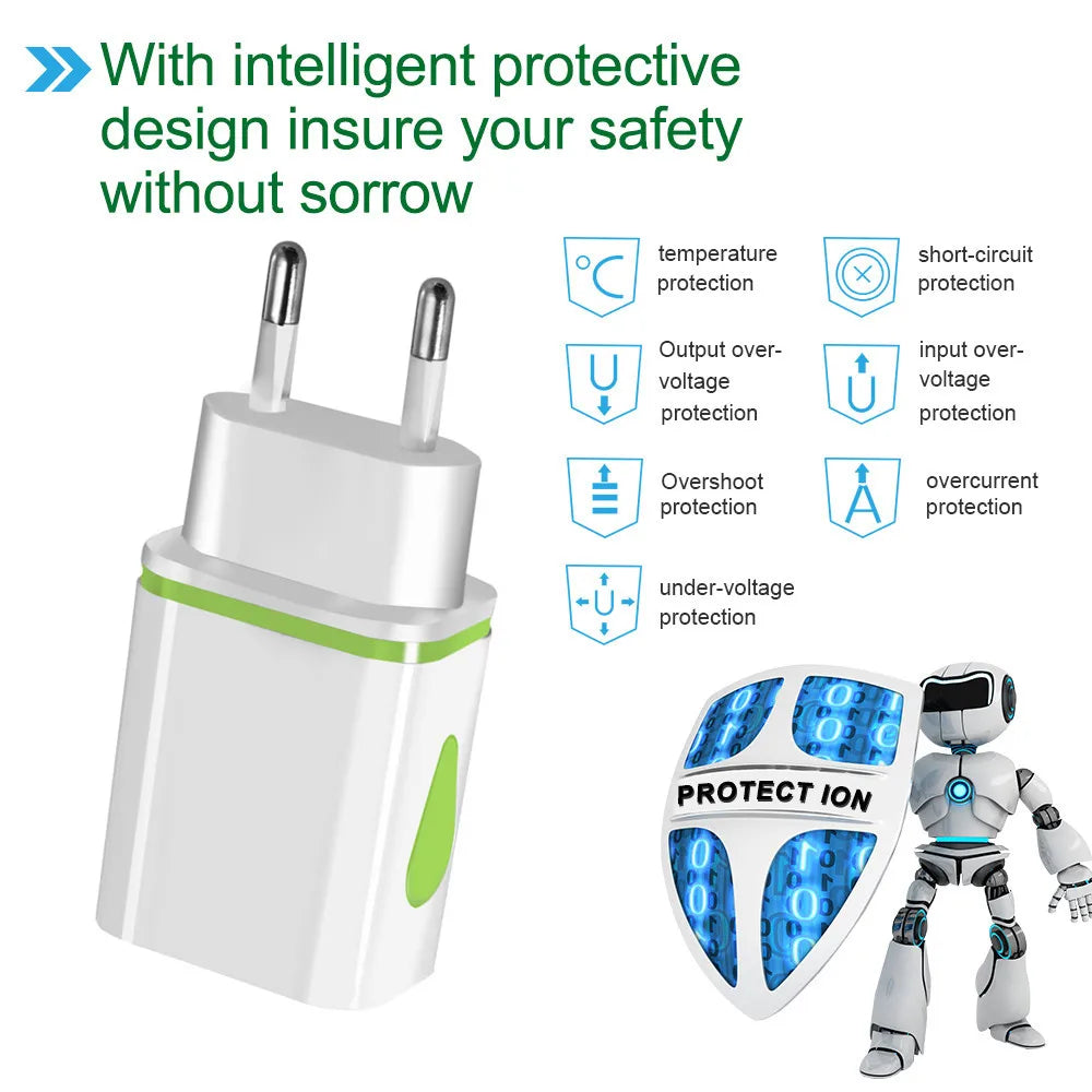 Dual USB Travel Wall Charger 18W | EU & US Plug Universal