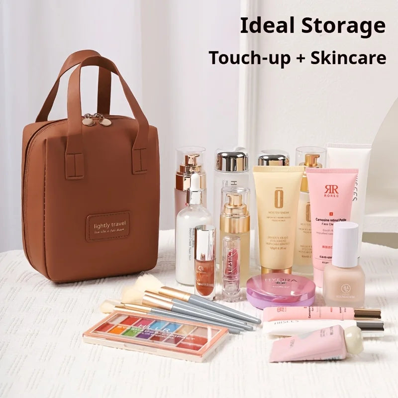 Large PU Leather Travel Makeup Bag – Wide-Open Cosmetic Organizer