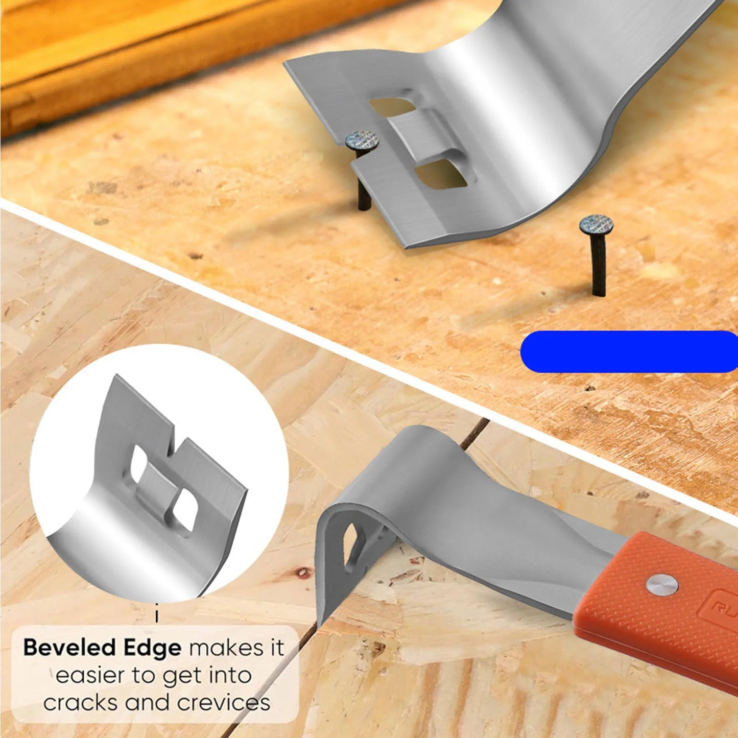 Nail Puller Stainless Steel Rubber Non Slip Handle Multifunctional