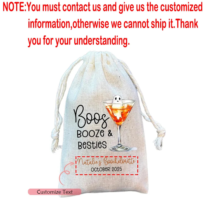 Personalized Boos & Booze Besties Drawstring Gift Bags | Party Party Favor Bags Peaceful Pleasures Health and Wellness custom text 10pcs 13x18cm