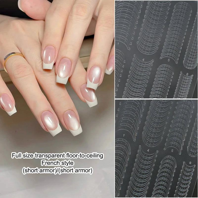 Fully Transparent Hollow French Nail Stickers Spray Painting Stencil French Edges Templates Patting Glue Adhesive Auxiliary Tool Peaceful Pleasures Health and Wellness