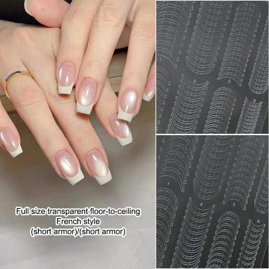 Fully Transparent Hollow French Nail Stickers Spray Painting Stencil French Edges Templates Patting Glue Adhesive Auxiliary Tool Peaceful Pleasures Health and Wellness