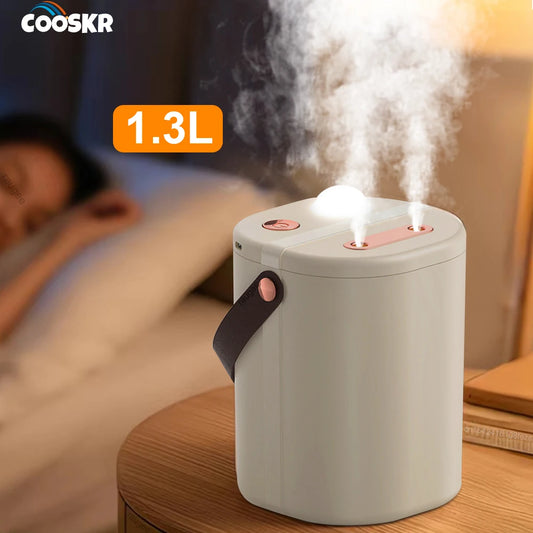 1.3L Air Humidifier Professional Large Capacity Humidifier for Home Double Spray Port Cool Mist Maker Humidifier with LED Light Peaceful Pleasures Health and Wellness