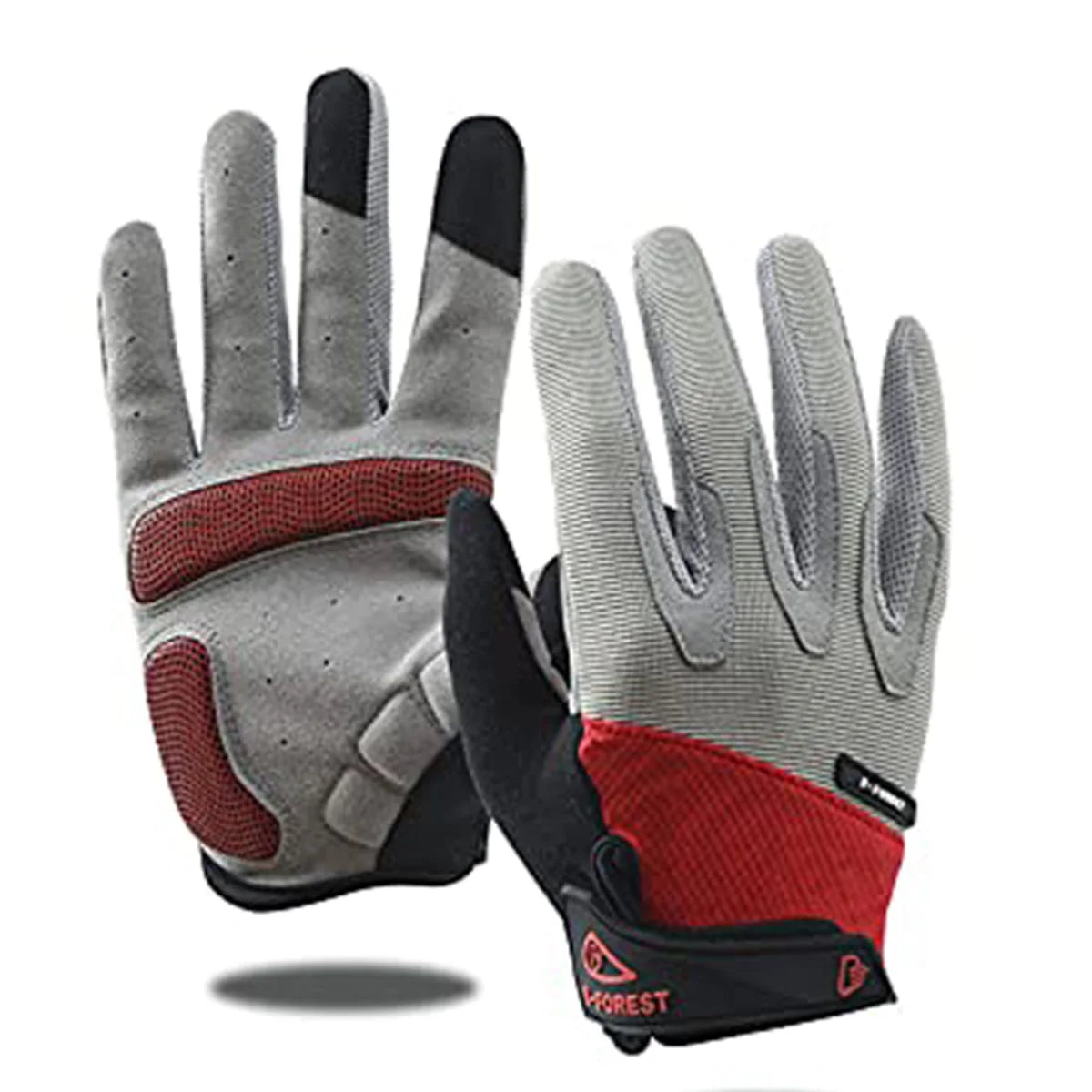 One Pair Unisex Full Finger Outdoor Sports Cycling Gloves Touch Screen Compatible,Anti-slip,Waterproof,Windproof Glove Peaceful Pleasures Health and Wellness Red L