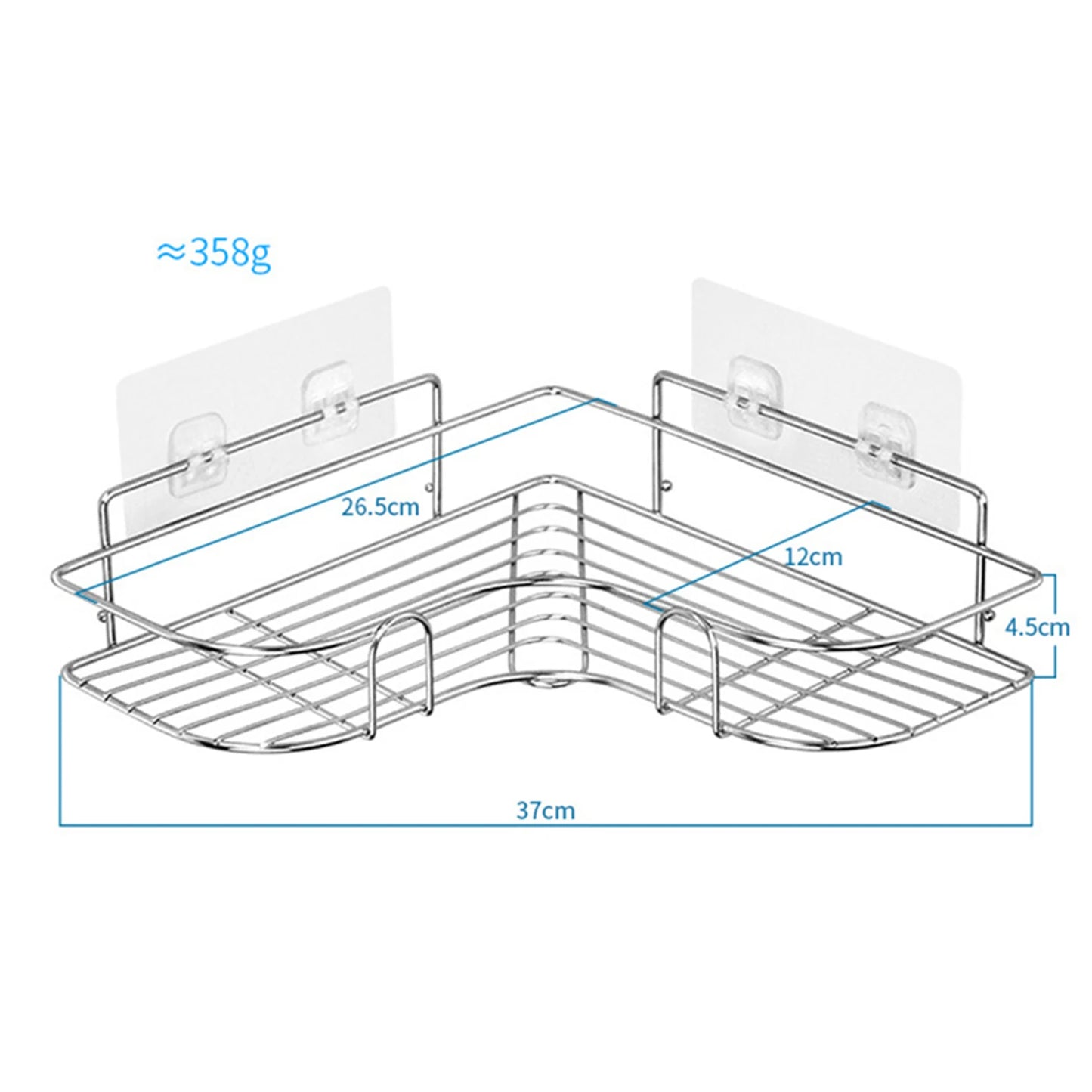 Triangular Restroom Shower Rack Solid Shelf One Layer Metal Rack Shower Rack for Toilets Kitchens Shower Caddy Peaceful Pleasures Health and Wellness