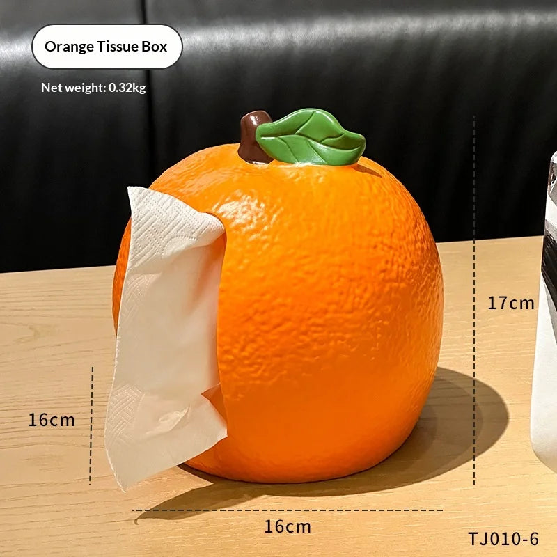 Cute Orange Tissue Box, Household Living Room Tissue Dispenser, Tabletop Decorative Ornament, Cartoon Napkin Tissue Storage Box Peaceful Pleasures Health and Wellness Orange Tissue Box