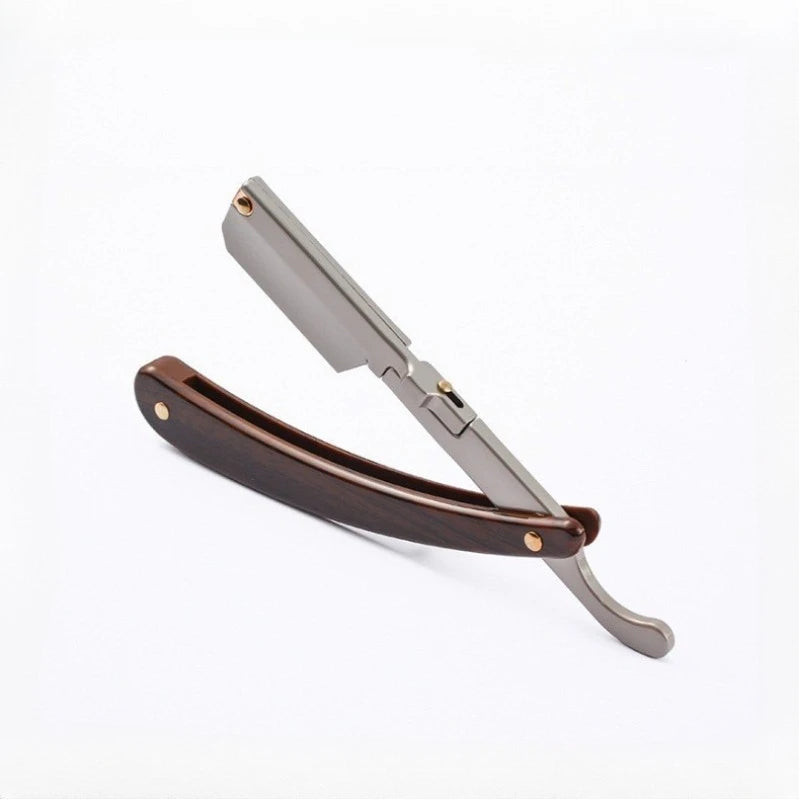 Stainless Steel Folding Shave Knife Holder Beard Straight Razor Hair Dressing Tool Men Manual Convenience Hair Shaver Holder Peaceful Pleasures Health and Wellness