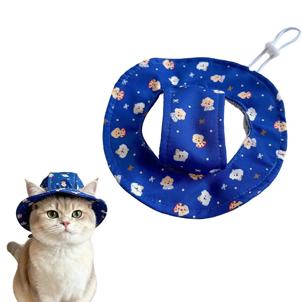 Cartoon UV Sun Hat for Small Cats & Dogs | Pet Bucket Hat
