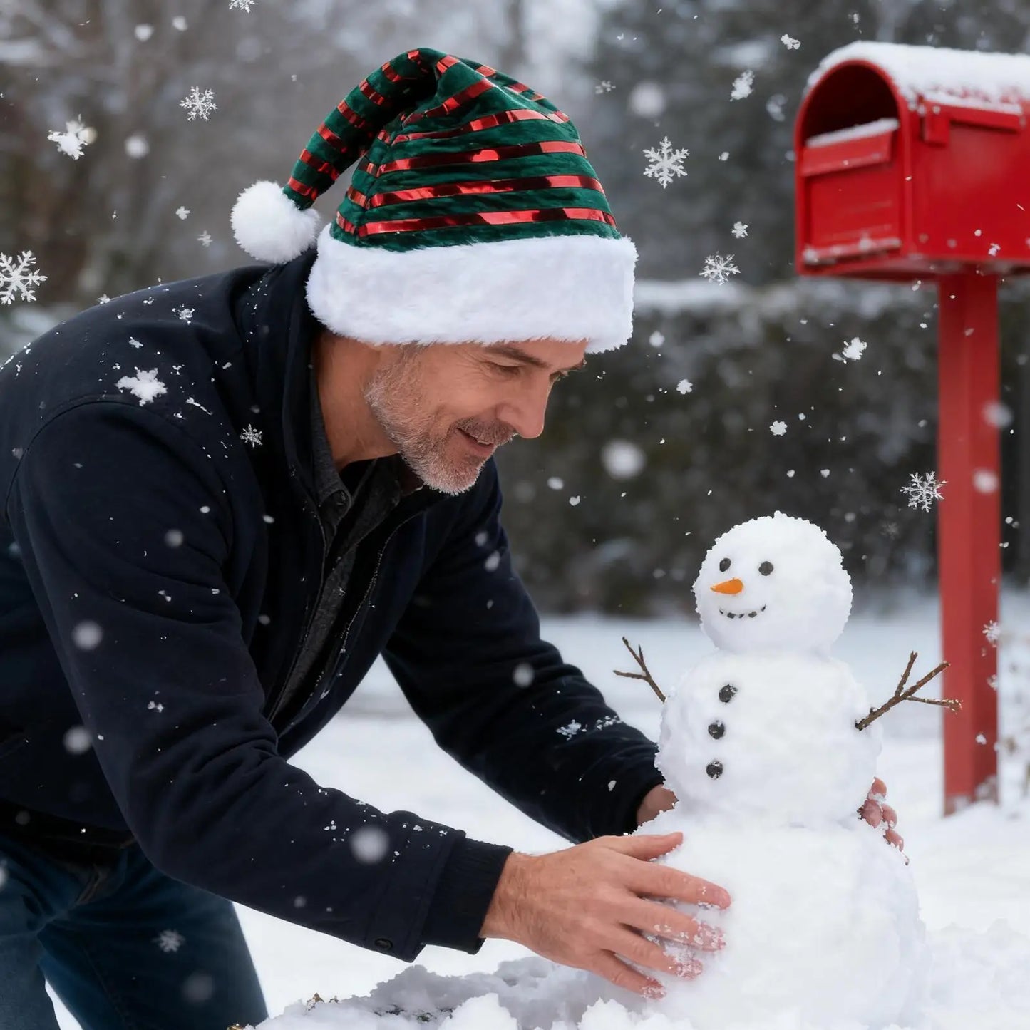 Striped Velvet Santa Hat | Unisex Christmas Hat for Adults & Kids