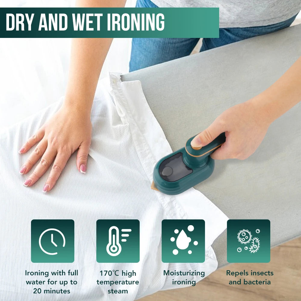 Handheld Garment Steamer Portable 170℃ Dry Wet Ironing Wrinkle Remover Home Travel Fabric Steamer for Clothes Anti-bacterial Peaceful Pleasures Health and Wellness